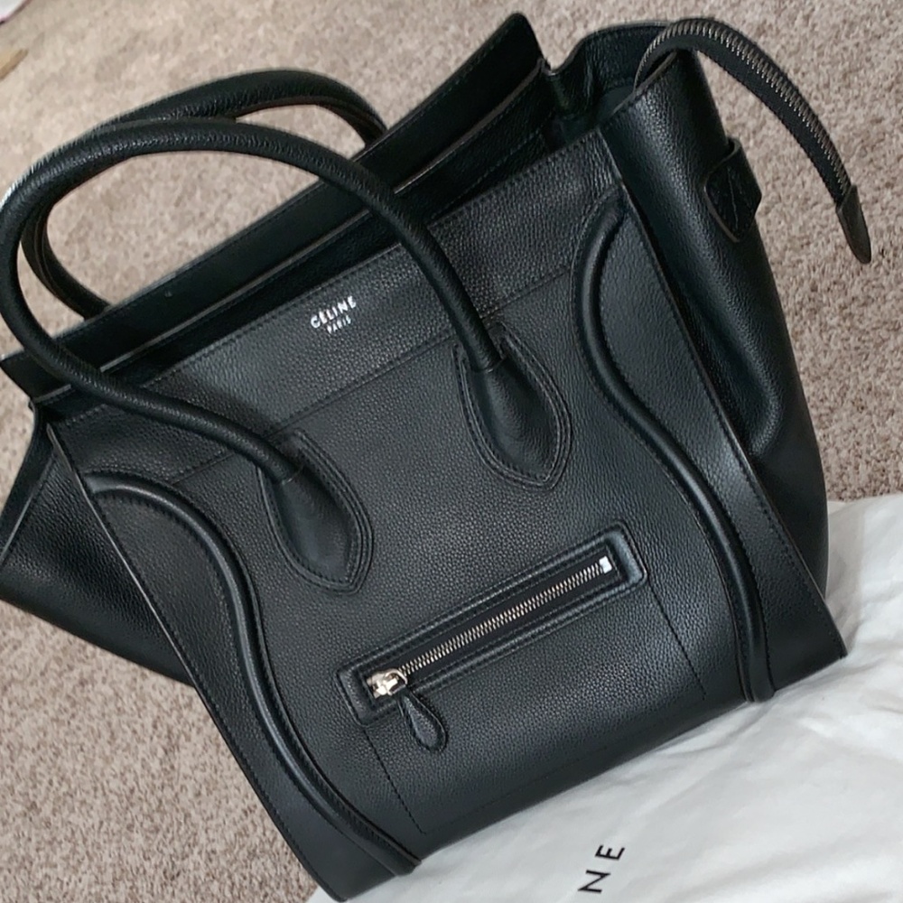Céline Luggage Mini Black Calfskin Leather Satchel